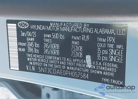 2023 Hyundai Santa Cruz Sel from USA, damaged, VIN 5NTJCDAE0PH057584